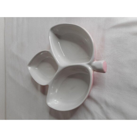 Vtg Pink / white Hull Pottery Leaf Trinket Dish - Picture 5 of 5